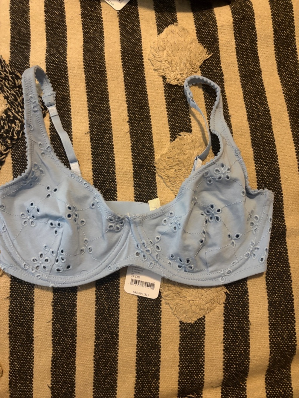 Free People Light Blue Eyelet Embroidered Underwire Bra